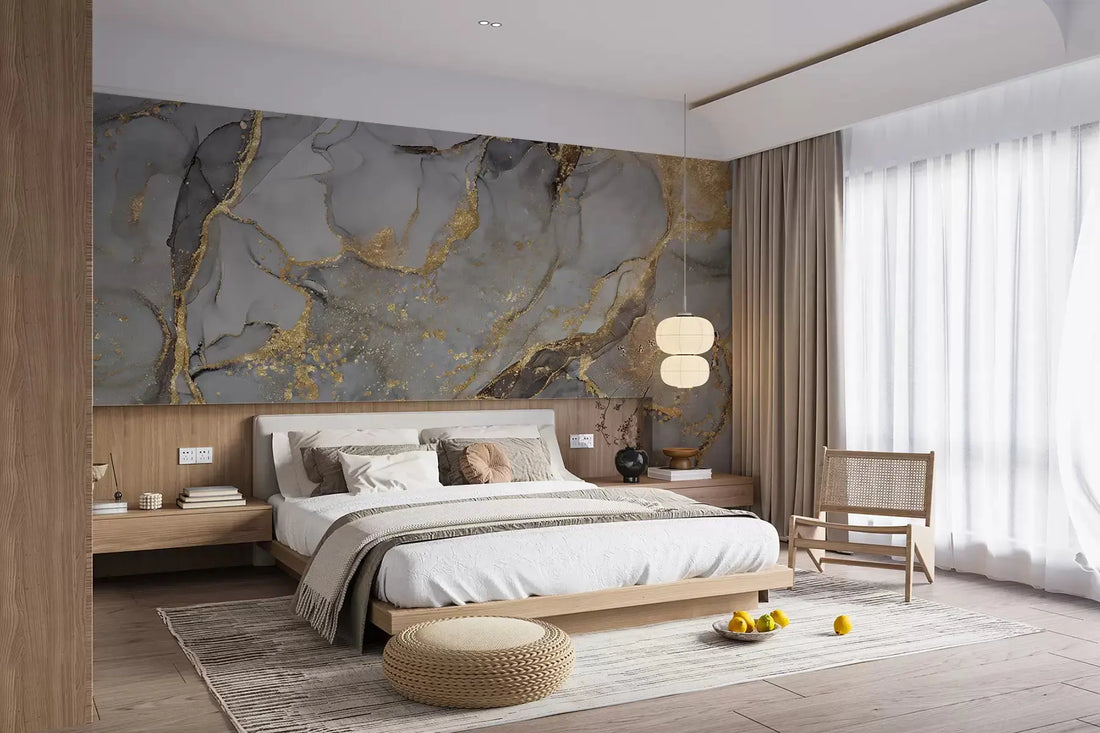 Papier peint panoramique marbre doré | Gian Lorenzo Bernini Maison Soubise