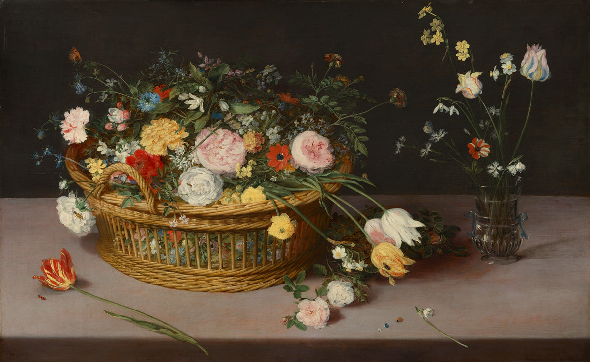 Flowers in a Basket and a Vase, Jan Brueghel l'Ancien, 1615, National Gallery of Art