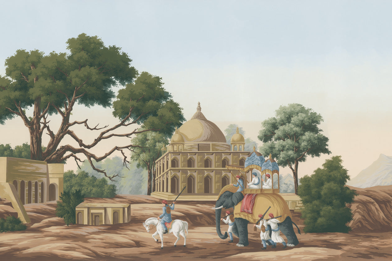 Papier peint panoramique Épopée Moghole | Thomas Daniell Maison Soubise
