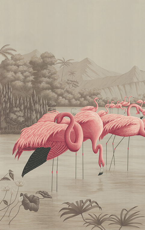 Papier peint panoramique Lagune Rosée | John James Audubon Maison Soubise