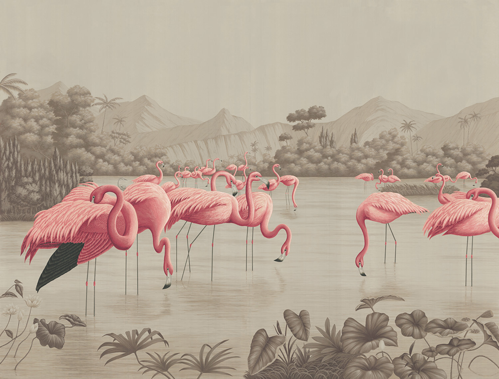 Papier peint panoramique Lagune Rosée | John James Audubon Maison Soubise