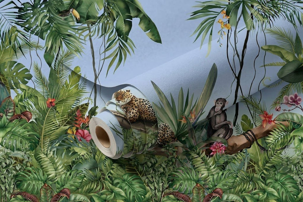 Papier peint panoramique Jungle Émeraude | Henri Rousseau Maison Soubise