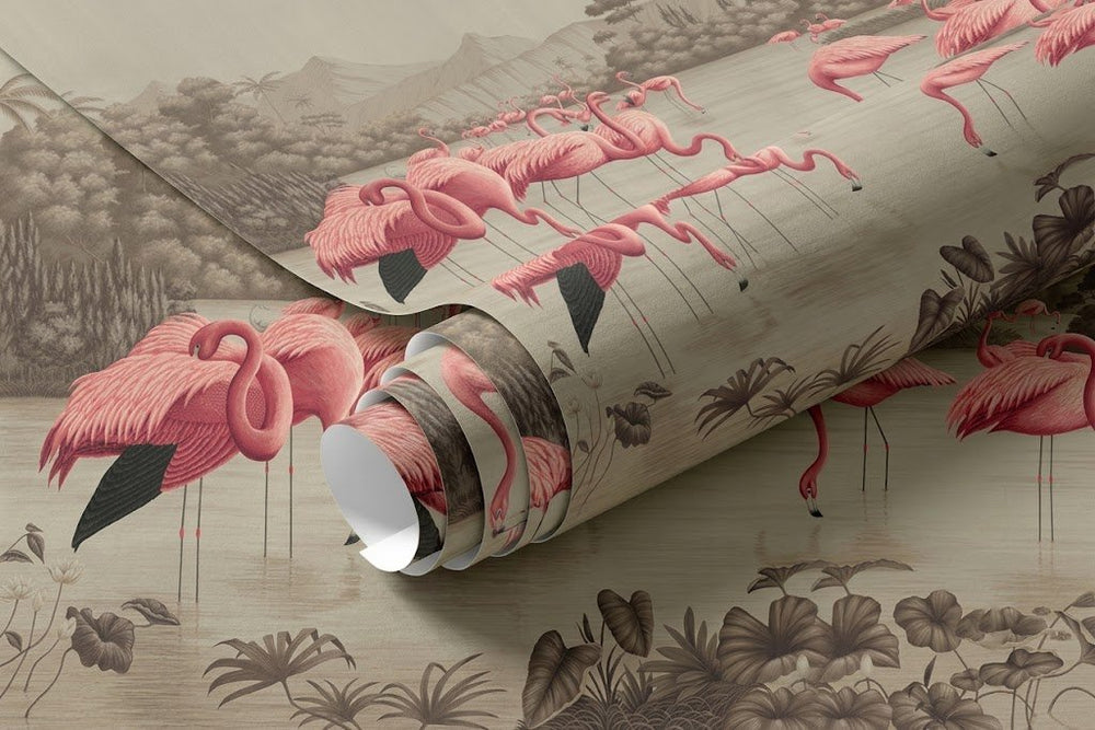 Papier peint panoramique Lagune Rosée | John James Audubon Maison Soubise
