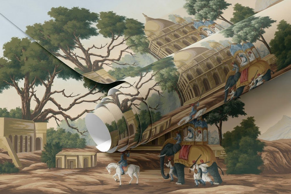 Papier peint panoramique Épopée Moghole | Thomas Daniell Maison Soubise