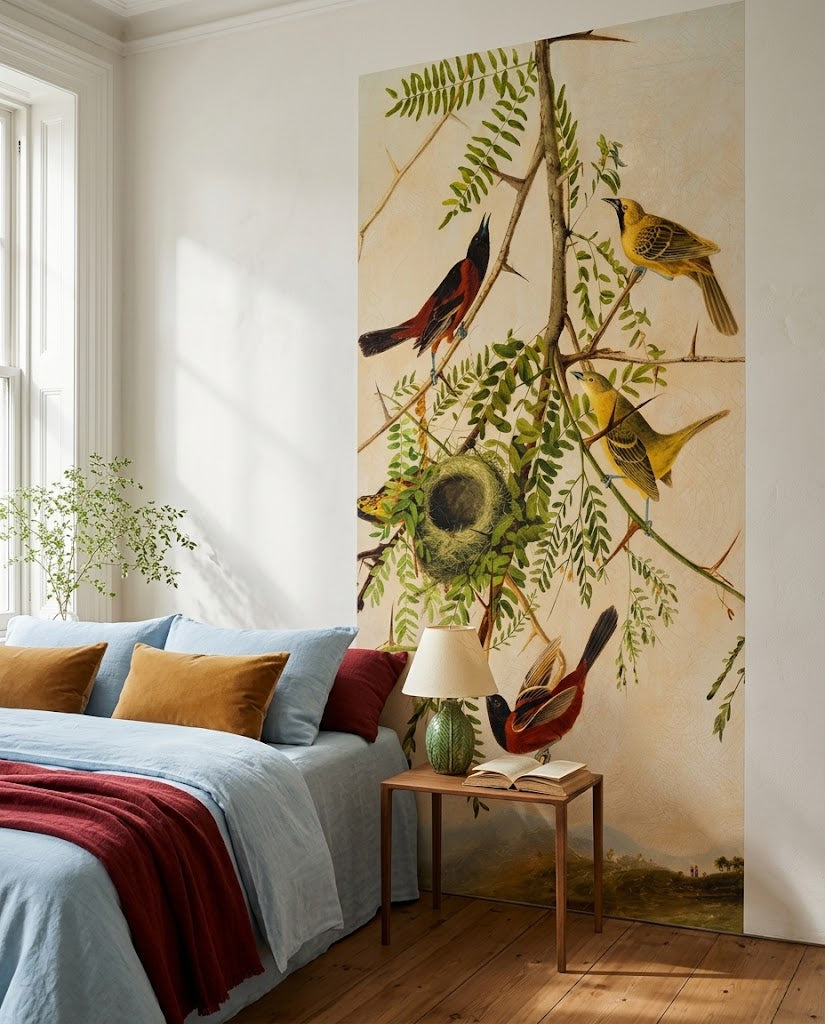 Panneau décoratif Orioles posé dans une chambre, d'après John James Audubon