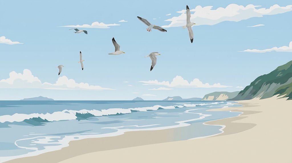 Papier peint panoramique bord de mer japonais inspiré d'Utagawa Hiroshige – estampe zen Maison Soubise