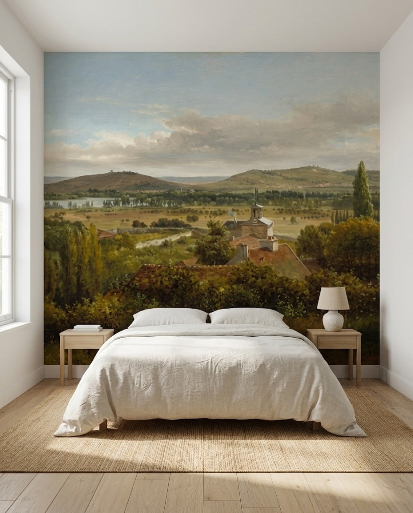 Frise panoramique Moselle posée dans une chambre, d'après Théodore Rousseau
